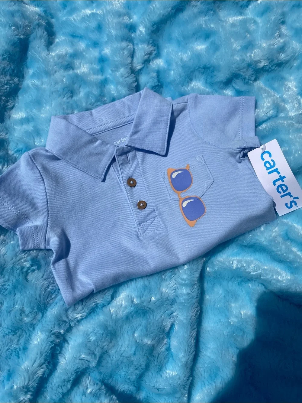 Carter's Baby Blue Polo-Style Onesie